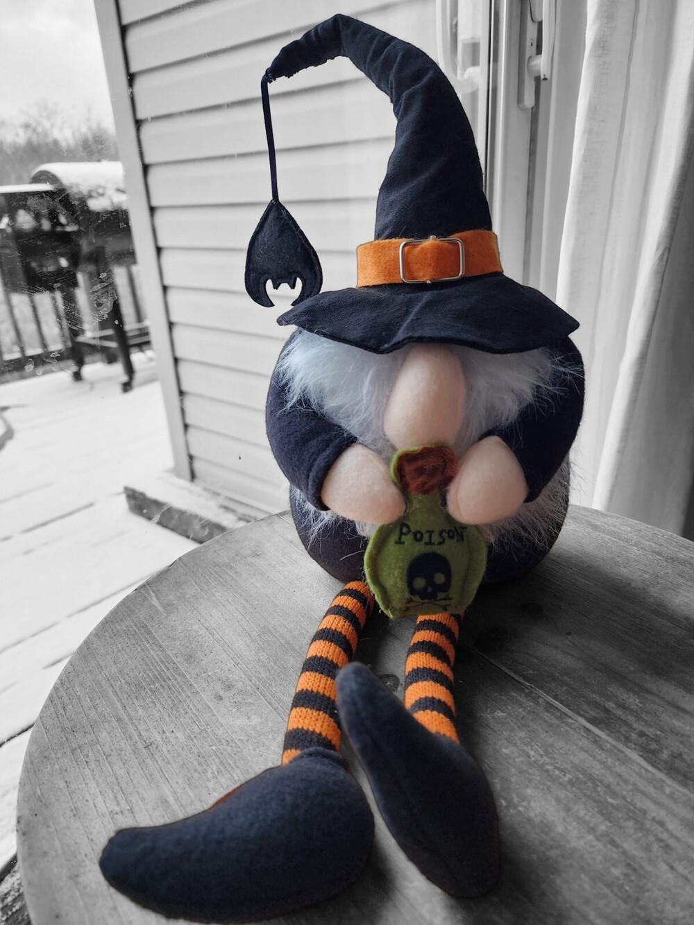Poison WITCH GNOME Shelf Sitter Doll Fall Decor 14" HALLOWEEN Pumpkin Fall Bat
